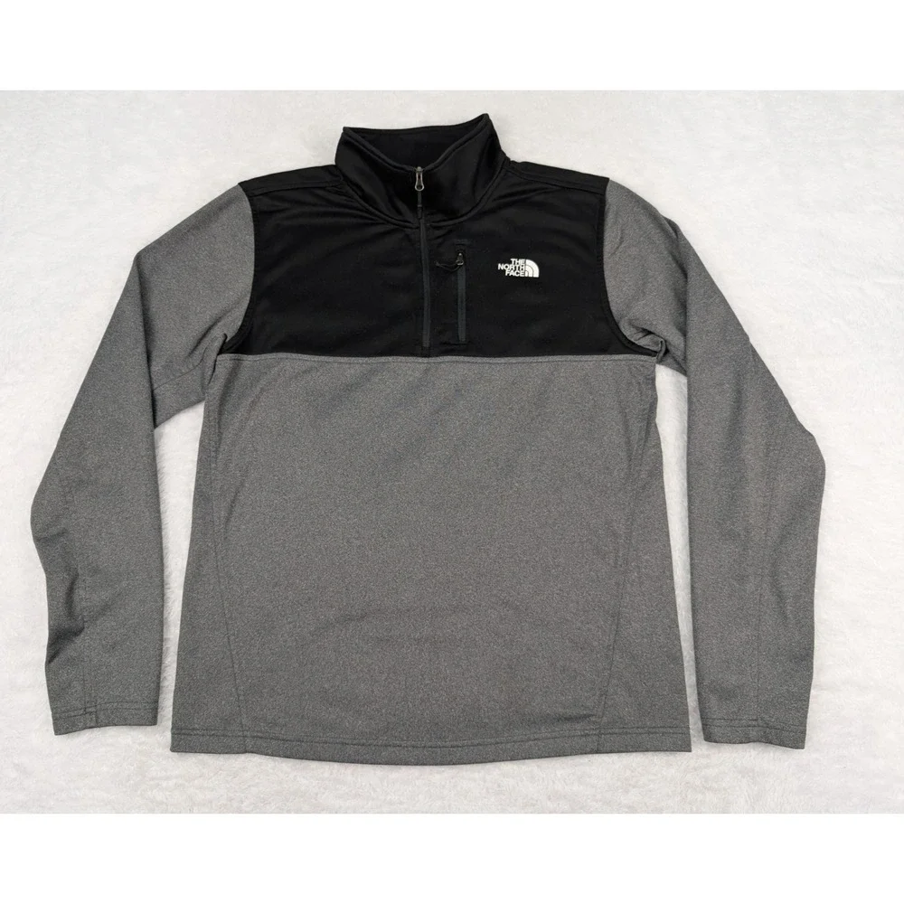North Face Denali 1/4 Zip Pullover Men's M Gray/Black Sweatshirt Lightweight